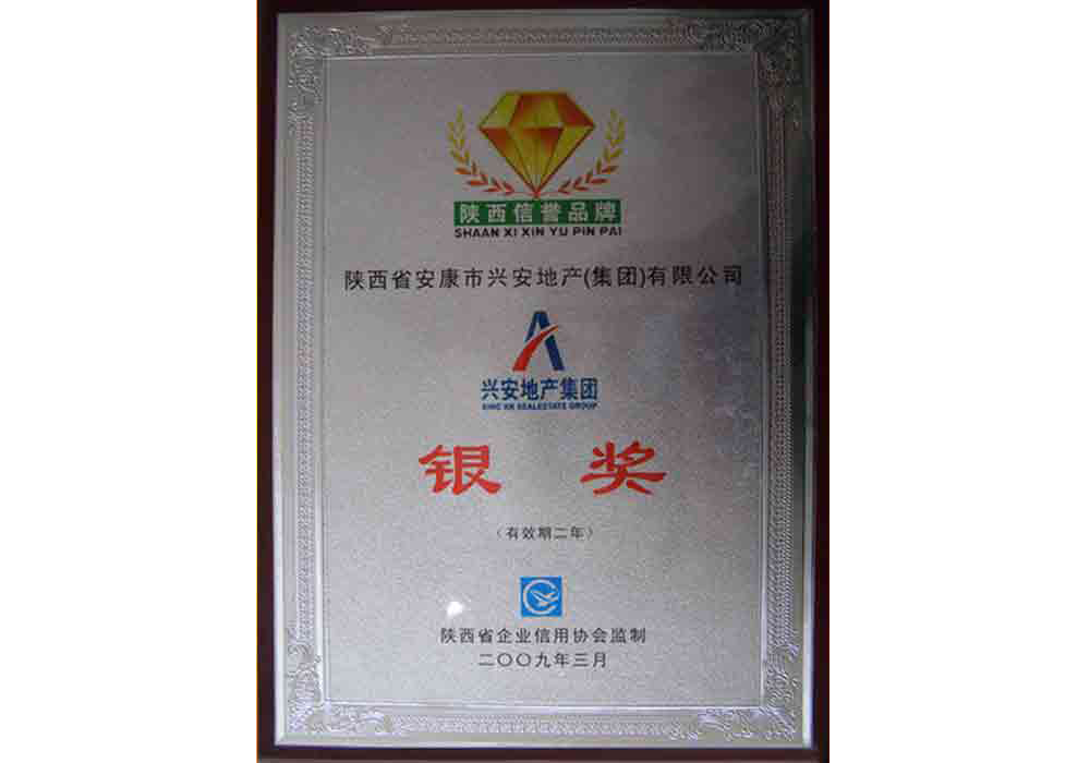 2009年陜西省信譽品牌銀獎