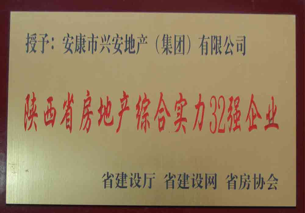 陜西省房地產(chǎn)綜合實力32強(qiáng)企業(yè)