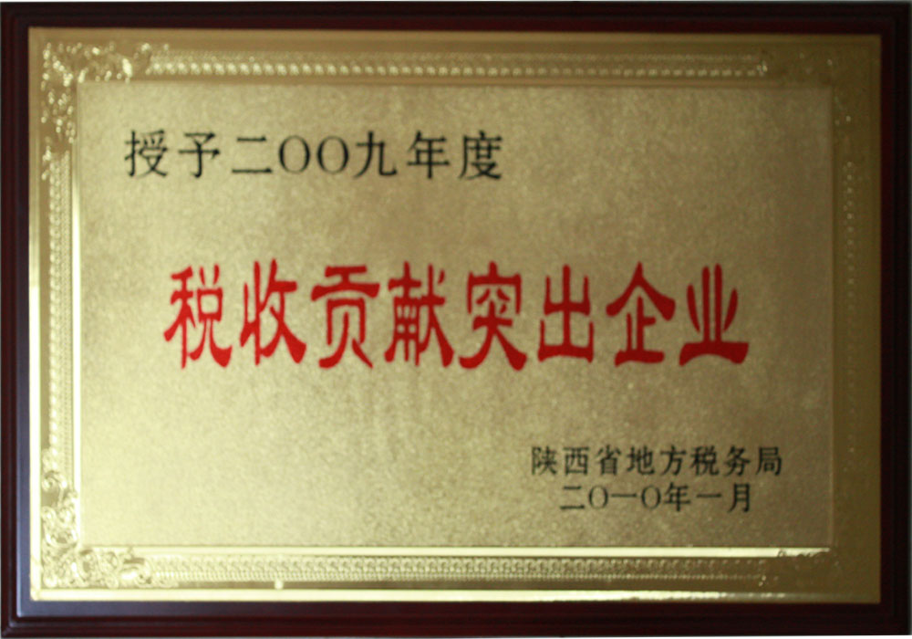2009年陜西省稅收貢獻(xiàn)突出企業(yè)